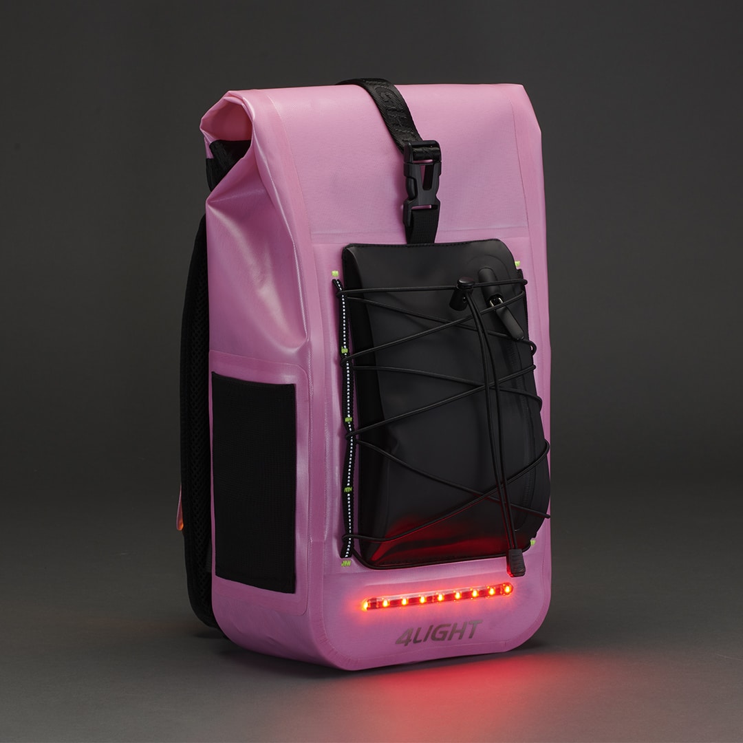 Elemove.fi 4light minilux vedenpitävä heijastinreppu LED-valoilla lapselle pinkki 2