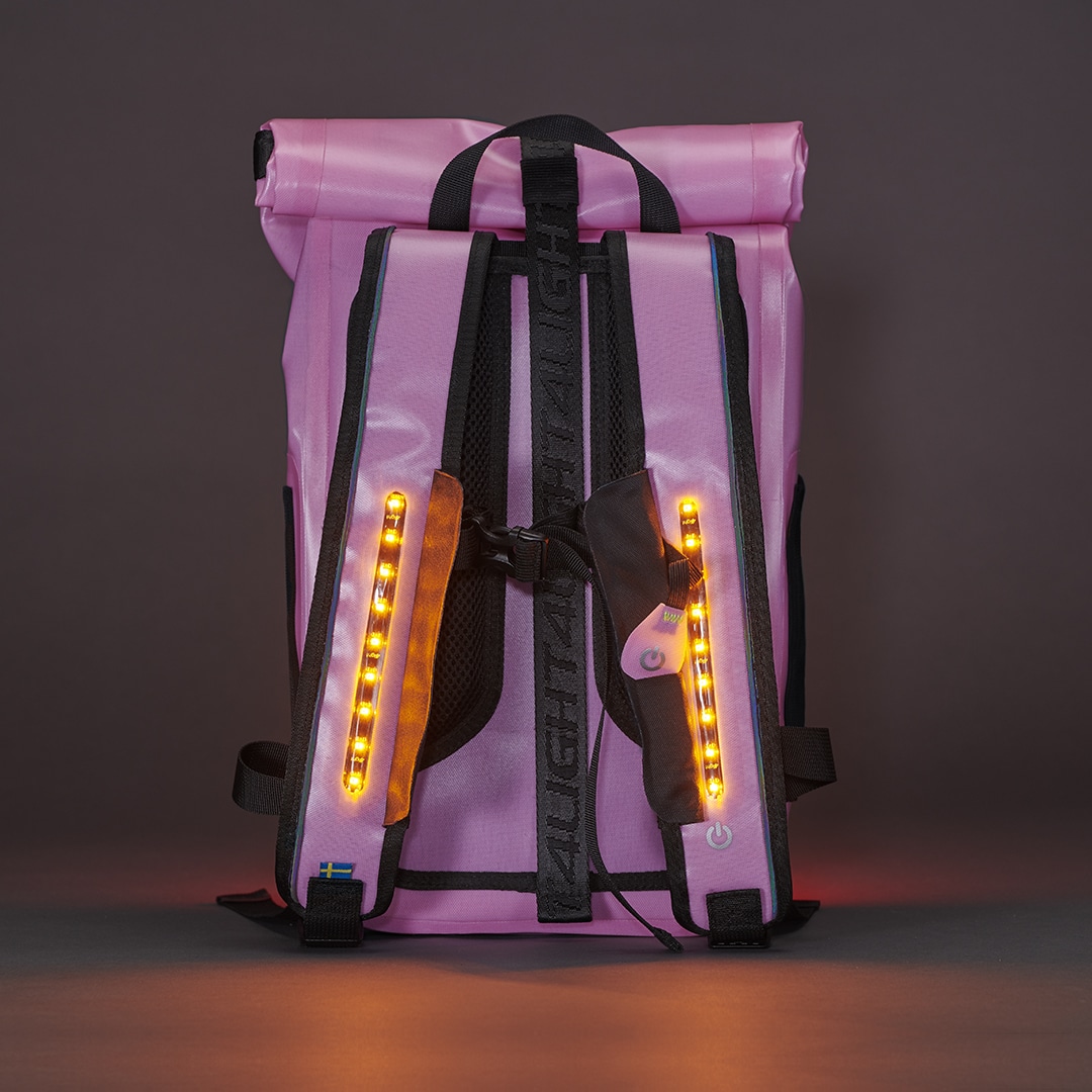 Elemove.fi 4light minilux vedenpitävä heijastinreppu LED-valoilla lapselle pinkki 3